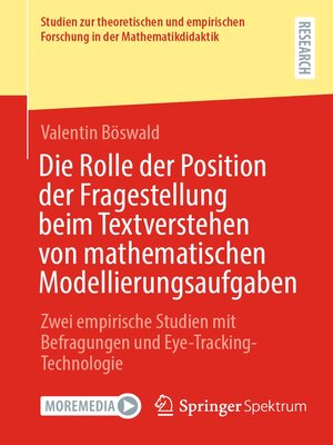 cover image of Die Rolle der Position der Fragestellung beim Textverstehen von mathematischen Modellierungsaufgaben